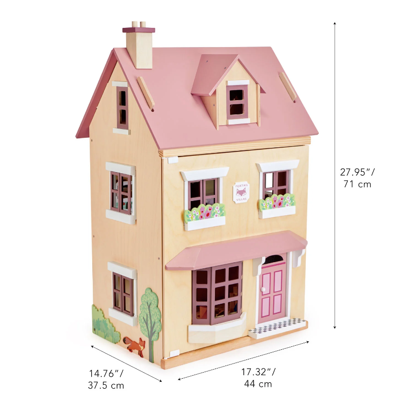Tender Leaf Toys - Houten poppenhuis gemeubileerd - Foxtail villa roze