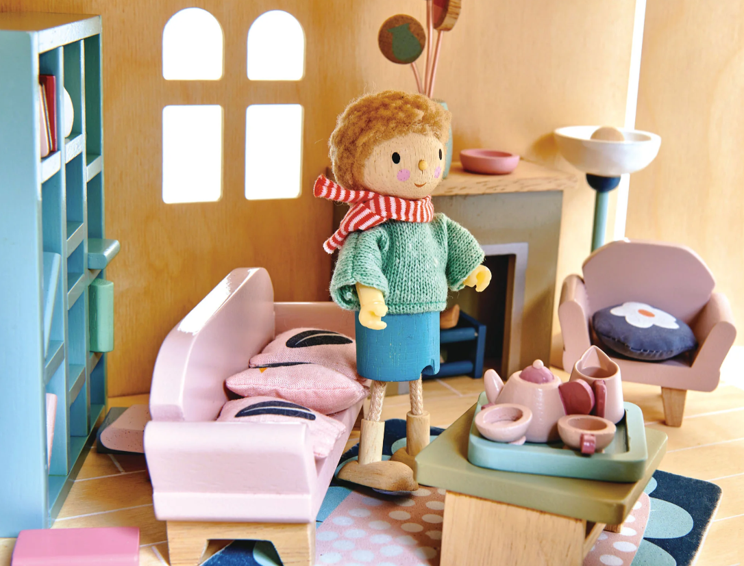Tender Leaf Toys poppenhuis popje meneer Goodwood en zijn hondje