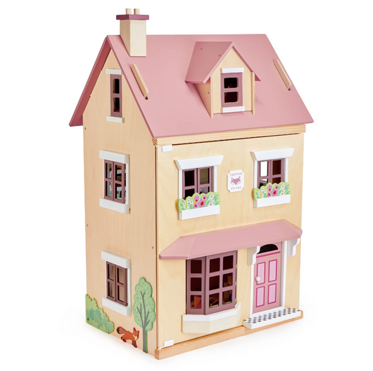 Tender Leaf Toys - Houten poppenhuis gemeubileerd - Foxtail villa roze